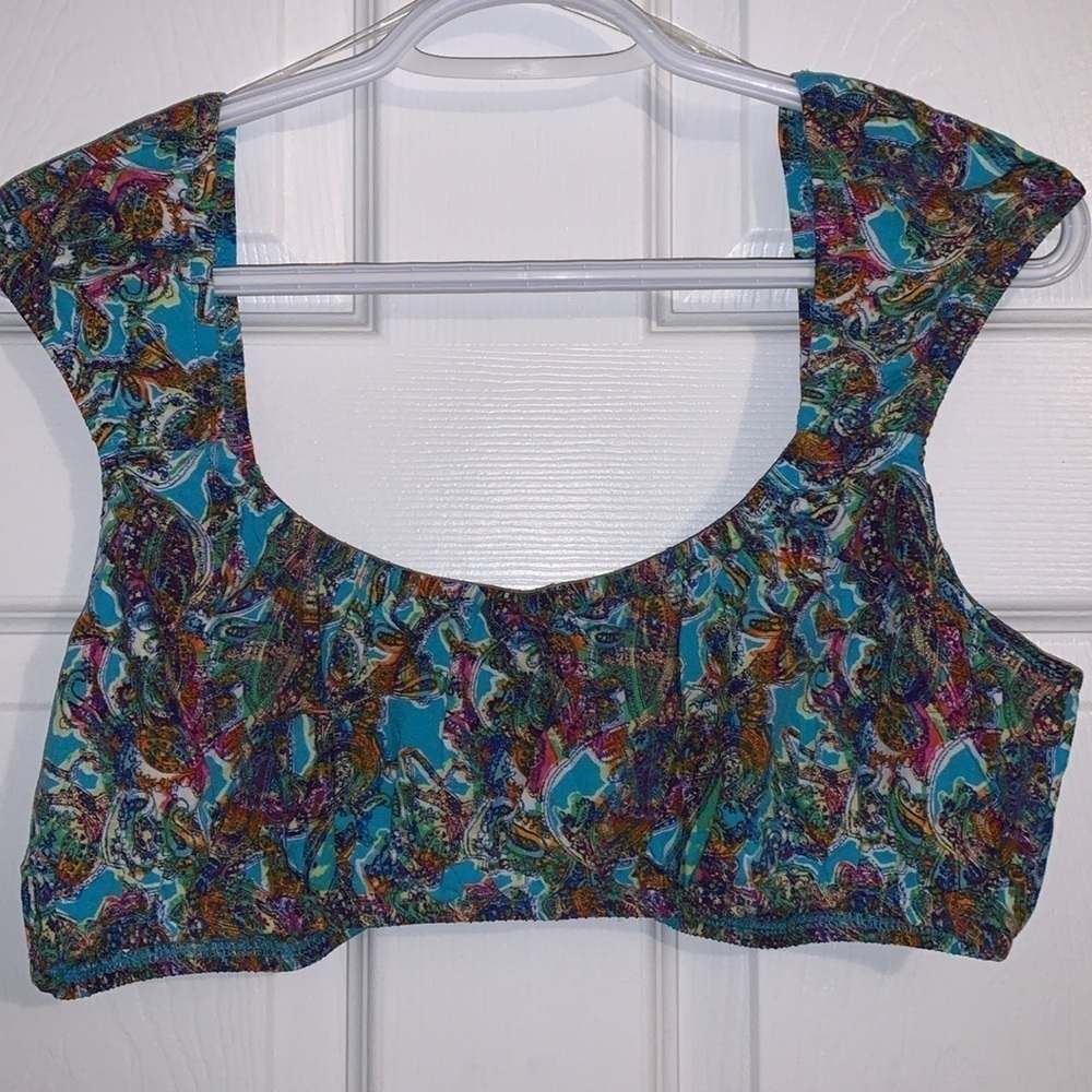 Wilde Fable Halter Crop Top Blue Paisley Womens Size Small Whimsical Boho Pretty - Picture 4 of 7